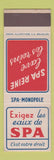 Matchbook Cover - Spa Drinks Monopole Belgium SAMPLE