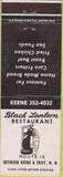Matchbook Cover - Black Lantern Restaurant Keene Troy NJ