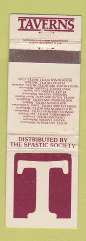 Matchbook Cover - Taverns Spastic Society Australia Hotels WEAR