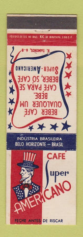 Matchbook Cover - Cafe Super Americana Belo Horizonte Brazil Uncle Sam