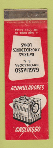 Matchbook Cover - Gagliasso Auto Parts Battery Brazil WEAR