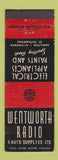 Matchbook Cover - Wentworth Radio Hamilton Kitchener St Catharines ON