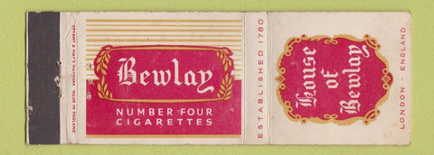 Matchbook Cover - Bewlay Cigarettes London UK England Bryant May