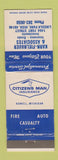 Matchbook Cover - Karn Fielhauer Insurance Citzens Man Lincoln Park MI