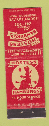 Matchbook Cover - Hostess Hamburgs Muskegon MI hamburgers WEAR