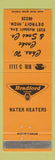 Matchbook Cover - Bradford Water Heaters Chas Cooke Detroit MI