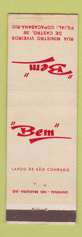 Matchbook Cover - Bem Copacabana Rio De Janeiro Brazil