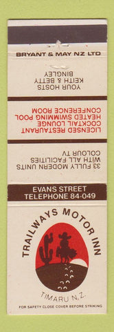 Matchbook Cover - Trailways Motor Inn Timaru New Zealand