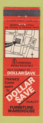 Matchbook Cover - Dollar Save Furniture Warehouse Hastings New Zealand