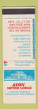 Matchbook Cover - Avon Motor Lodge Christchurch New Zealand