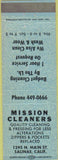 Matchbook Cover - Mission Cleaners Salinas CA blue