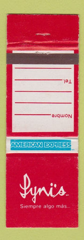 Matchbook Cover - Lyni's Siempre Algo Mas American Express Mexico