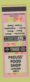 Matchbook Cover - Preuss Food Shop grocery Lansing MI