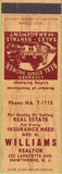 Matchbook Cover - Geo Williams Realtor Hawthorne NJ