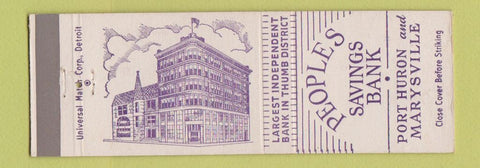 Matchbook Cover - Peoples Savings Bank Port Huron Marysville MI
