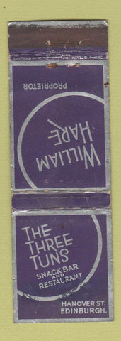 Matchbook Cover - Three Tuns Restaurant Edinburgh WEAR