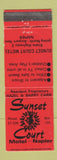 Matchbook Cover - Sunset Court Motel Napier New Zealand