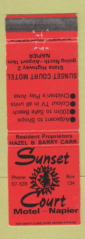 Matchbook Cover - Sunset Court Motel Napier New Zealand