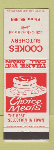 Matchbook Cover - Cookes Butchery Levin New Zealand