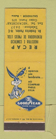 Matchbook Cover - Goodyear Tires Bugs Bunny Salvador Bahia Brazil