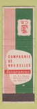 Matchbook Cover - Compagnie de Bruxelles Insurance Belgium Brussels