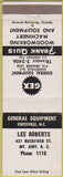 Matchbook Cover - Gex General Equipment Mount Airy NC