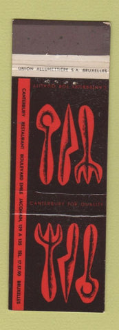 Matchbook Cover - Canterbury Restaurant Brussels Belgium