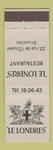 Matchbook Cover - Le Londres Restaurant Brussels Belgium