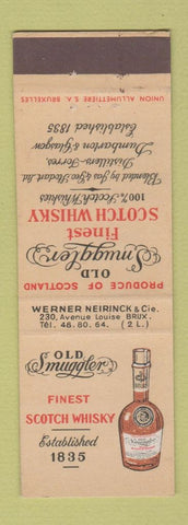 Matchbook Cover - Old Smuggler Scotch Whisky liquor Belgium