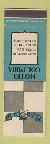 Matchbook Cover - Hotel Columbia Sao Paulo Brazil