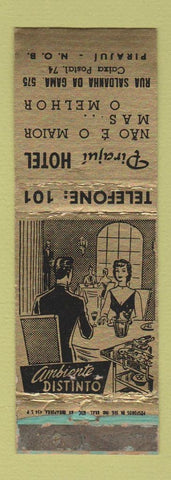 Matchbook Cover - Pirajui Hotel Pirajul Caixa Postal Brazil WORN