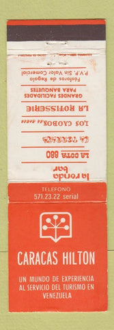 Matchbook Cover - Hilton Hotel Caracas Venezuela WEAR