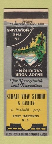 Matchbook Cover - Strait View Studio Canteen Port Hastings NS