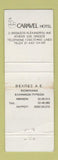 Matchbook Cover - Caravel Hotel Athens Greece WEAR