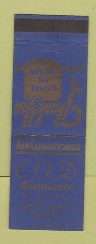 Matchbook Cover - COD Restaurant Nuevo Laredo Mexico