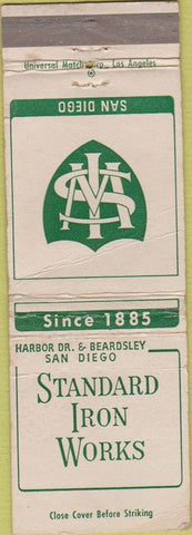 Matchbook Cover - Standard Iron Works San Diego CA CREASE