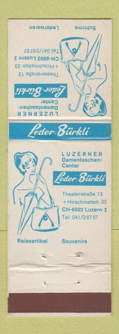 Matchbook Cover - Luzerner Leder Burkli Purse? Girlie Switzerland Luzern