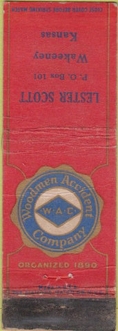 Matchbook Cover - Woodmen Insurance Wakeeney KS CREASES WORN