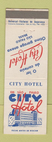 Matchbook Cover - City Hotel Sao Paulo Brazil