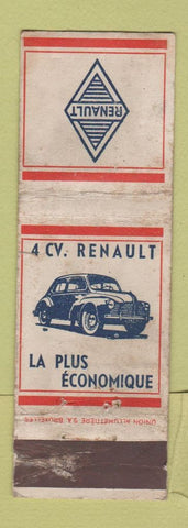 Matchbook Cover - Renault Cars Belgium WORN