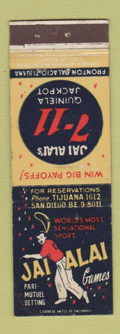 Matchbook Cover - Jao Alai Games Tijuana Mexico
