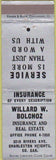 Matchbook Cover - Willard Bolchoz Insurance Real Estate Charleston Heights SC