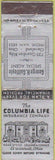 Matchbook Cover - Columbia Life Insurance Cleveland OH CREASES