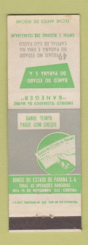 Matchbook Cover - Banco Do Estado Do Parana Sao Paulo Brazil