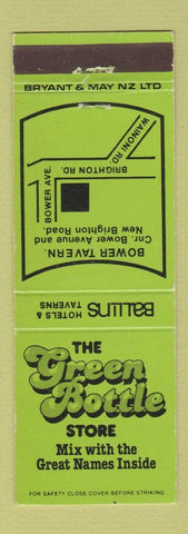 Matchbook Cover - The Green Bottle Store Bower Tavern New Zealand