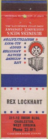 Matchbook Cover - Insurance Rex Lockhart Charleston WV