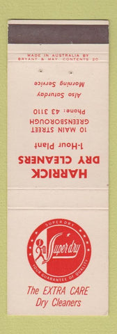 Matchbook Cover - Harrick Dry Cleaners Greensborough Australia