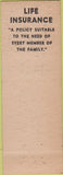 Matchbook Cover - Carolina Life Insurance Columbia SC