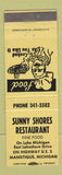 Matchbook Cover - Sunny Shores Restaurant Manistique MI