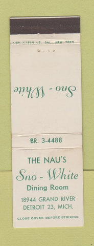 Matchbook Cover - Nau's Sno White Dining Room Detroit MI